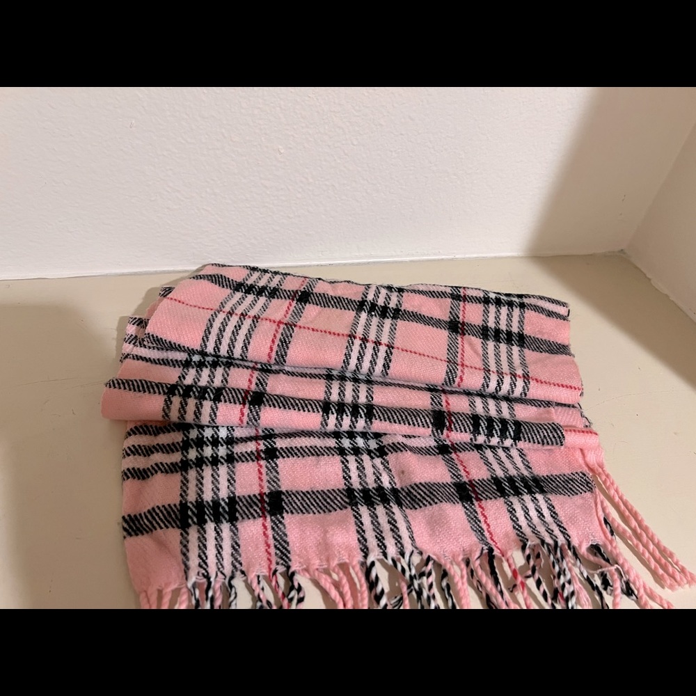 Designer style plaid fringe scarf